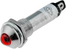IND8-12R-A / Ellenőrző lámpa, LED, domború, 12V DC, Ø8.2mm, IP40, fém, piros (IND8-12R-A)