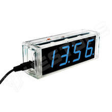 LEDCLOCK-4-BL / LED-es óra KIT, RTC, fényérzékelő, hőmérő, ébresztő funkció, kék LED