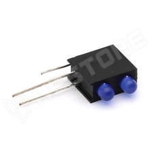 GH-3MM-2-BL-BL / Dupla LED foglalat, 90°,2 x 3mm LED-el, kék-kék (GH-3MM2SUB/S530-Z)
