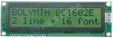 BC-1602-E YPLEH / Karakteres LCD 16x2, ZÖLD-SÁRGA, 122×44×13.5 mm