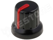 GTC6D3-16X14-C / Potenciométer gomb, 6.35mm, fekete/piros (SR PASSIVES)