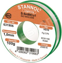Sn99.3Cu0.7 1mm 100g / Forrasztóón HS10 (STANNOL)