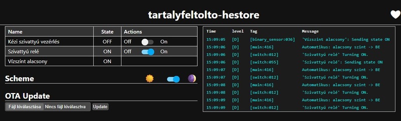 Tartályfeltöltő webadmin
