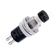 PBS-110-NO-BK / Nyomógomb, Ø7mm, 250V AC/1A, SPST-NO, OFF-(ON), 1 stabil pozíció, fekete