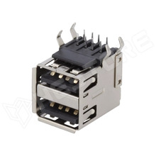 690-008-221-904 / Csatlakozó, USB-A, aljzat, THT, 90°, dupla, USB 2.0 (690-008-221-904 / EDAC)
