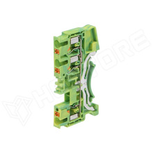 DS2.5-PE-3 / Sorkapocs, sín, 0.2...4mm2, DIN sínre, zöld-sárga, Pólusok száma: 1, Kivezetések száma: 3 (DS2.5-TW-PE-01P-1C-00Z(H) / DEGSON ELECTRONICS)