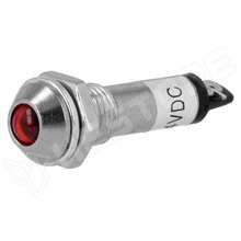 IND8-24R-A / Ellenőrző lámpa, LED, domború, 24V DC, Ø8.2mm, IP40, fém, piros (IND8-24R-A)