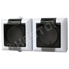 GAO-9568H / GAO Business Line, wall mount, socket, earthed socket outlet, with pin cover, No. of sockets: 2, white, 250V AC, 16A, IP54 (GAO)