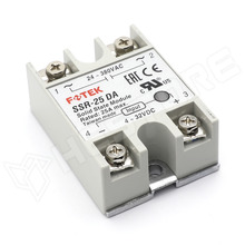 SSR-25DA / Szilárdtest relé (SSR), 1-fázisú, 25A, 4...32V DC, 24...380V AC, nullátmenetnél kapcsol, csavarható (SSR-25DA / FOTEK)