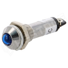 IND8-12B-A / Ellenőrző lámpa, LED, domború, 12V DC, Ø8.2mm, IP40, fém, kék (IND8-12B-A)