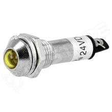 IND8-24Y-A / Ellenőrző lámpa, LED, domború, 24V DC, Ø8.2mm, IP40, fém, sárga (IND8-24Y-A)
