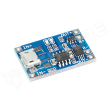 TP4056-1A-MUPR / 1A USB-s Li-Ion/Li-Po töltő modul akkumulátor védelemmel, micro USB