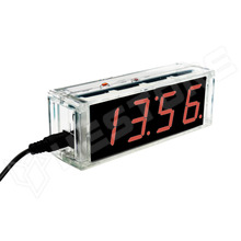 LEDCLOCK-4-RD / LED-es óra KIT, RTC, fényérzékelő, hőmérő, ébresztő funkció, piros LED