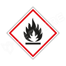 CLP-GHS02-100X100 / Gyúlékony anyag, tűzveszélyes anyag matrica, 100x100mm