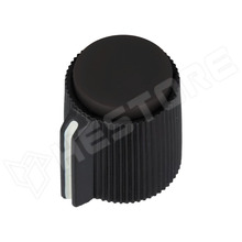 KK-11 / Potenciométer gomb, jelzéssel, műanyag, csavaros rögzítés, Ø6.35mm tengelyre, Ø13x15mm, fekete (KK-11 / SR PASSIVES)