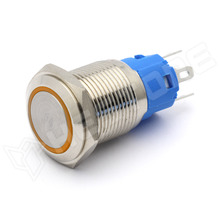 V16RMF-YO / Vandálbiztos nyomógomb, Ø16mm, 12...24V AC/DC sárga LED gyűrű, SPDT, ON-(ON), 1 stabil pozíció, IP65