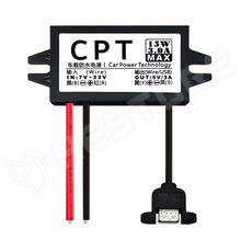 CPT12-5V-USB-F-P / DC-DC step down modul, 7...22V DC to 5V DC, 3A, 15W, vízálló, kimenet: 1x USB aljzat előlapi