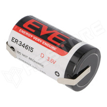 EVE ER34615CNR / Elem, 3.6V, 19000mAh, D, forrfül forrasztáshoz, Ø32.9 x 61.5mm (EVE ER34615CNR / EVE BATTERY CO.)