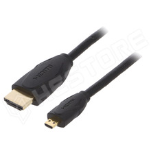 VAA-D03-B200 / HDMI - micro HDMI kábel, PVC, HDMI 2.0, 2m, fekete (VAA-D03-B200 / VENTION)