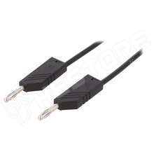 934062100 / Test cable, axial with 4mm sleeve, 60V DC, 30V AC; 16A; 1m, black (MLN 100/1BK / HIRSCHMANN T&M)