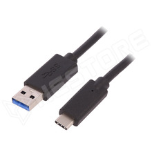 50500 / USB 3.0 kábel, USB A dugó - USB C dugó, 1m, fekete (50500 / QOLTEC)