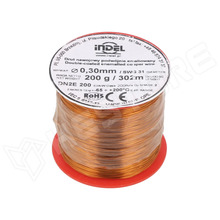 DN2E0.30-200G / Tekercselő huzal, duplán zománcozott réz, Ø0.3mm, 302m, 0.2kg (DN2E0,30-200G / INDEL)