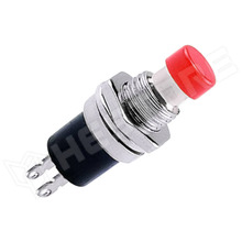 PBS-110-NC-RD / Nyomógomb, Ø7mm, 250V AC/1A, SPST-NC, ON-(OFF), 1 stabil pozíció, piros