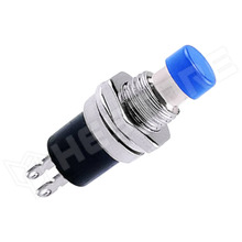 PBS-110-NO-BL / Nyomógomb, Ø7mm, 250V AC/1A, SPST-NO, OFF-(ON), 1 stabil pozíció, kék