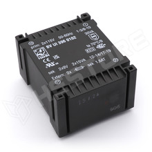 2x9V 30VA 2x115V / PCB transzformátor, kiöntött, UI39, 30VA, 2x 115V AC, 9V, 1666mA (BV UI 396 0102 / HAHN)