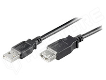 USB AF-AM/03/BK / USB 2.0 toldó, USB A aljzat, USB A dugó, 0,3m, fekete (68622 / Goobay)