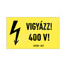 CAUTION-400V-160X100-L1 / Vigyázz! 400V, matrica, felirattal, 160 x 100mm