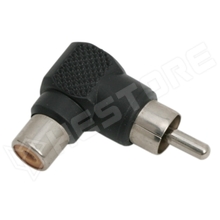 H05733 / RCA toldó 90°-os adapter, RCA aljzat - RCA dugó, műanyag kivitel (05733)