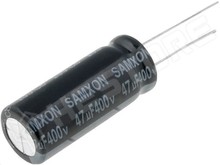 47uF / 400V / Kondenzátor, elektrolit, 47µF, 400V, 5mm, Ø12.5 x 30mm, -25...105°C (KM 47U/400V / SAMXON)