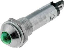 IND8-12G-A / Ellenőrző lámpa, LED, domború, 12V DC, Ø8.2mm, IP40, fém, zöld (IND8-12G-A)