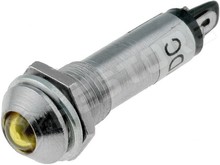 IND8-12Y-A / Ellenőrző lámpa, LED, domború, 12V DC, Ø8.2mm, IP40, fém, sárga (IND8-12Y-A)