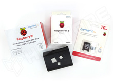 Raspberry Pi 3 KIT / Raspberry Pi3 Model B, hűtőborda szett, 16GB SD kártya, SD adapter, doboz