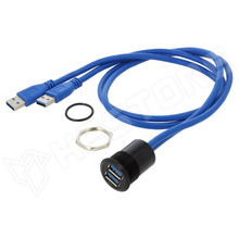 USB-13-BK / Előlapi USB 3.0 toldó, USB A aljzat x2, USB A dugó x2, fekete (USB-13-BK / ONPOW)
