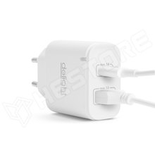H55047WH / Hálózati Adapter USB + Type-C PD20W gyorstöltéssel - fehér (55047WH / DELIGHT)