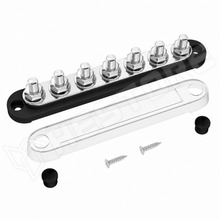 BB150-T7M6-7P-BK / Elosztó blokk (DC bus-bar), 7xM6, Műanyag fedéllel, 48V/150A DC, 300V/130A AC, fekete