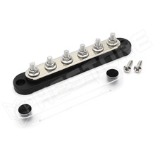 BB150-T6M6-6P-BK / Elosztó blokk (DC bus-bar), 6xM6, Műanyag fedéllel, 48V/150A DC, 300V/130A AC, fekete