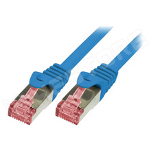CQ2016S / Patch kábel, S/FTP, Cu, sodrat, Cat 6, RJ45 dugó, kétoldalas, kék, 0.25m (CQ2016S / LOGILINK)