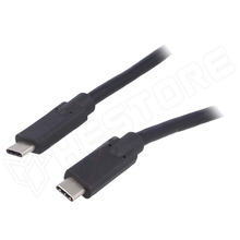 AK-USB-25 / USB 3.0 kábel, USB C dugó, kétoldalas, nikkelezett, 1m, fekete (AK-USB-25 / AKYGA)