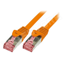 CQ2018S / Patch kábel, S/FTP, Cu, sodrat, Cat 6, RJ45 dugó, kétoldalas, narancs, 0.25m (CQ2018S / LOGILINK)