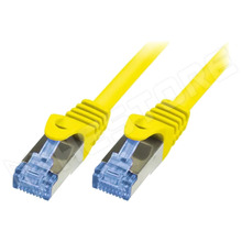 CQ3027S / Patch kábel, S/FTP, Cu, sodrat, Cat 6a, RJ45 dugó, kétoldalas, sárga, 0.5m (CQ3027S / LOGILINK)