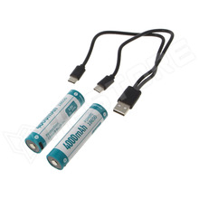 P1840TC / Li-Ion akkumulátor szett, MR18650, 3.7V, 4000mAh, Ø18.5x70.5mm, védelemmel, beépített töltő áramkör, USB-C (P1840TC / KEEPPOWER)