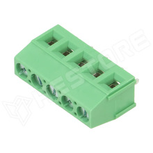 KF128-2.54-5P / PCB sorkapocs, 90 fokos, 2.54mm, 5 pólusú, zöld