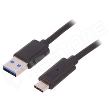 50492 / USB 3.0 kábel, USB A dugó - USB C dugó, 1.5m, fekete (50492 / QOLTEC)