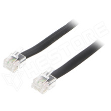 50323 / Telefon kábel, lapos, RJ12 dugó, kétoldalas, 10m, fekete (50323 / Goobay)