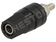 BS-244GSM-B / Csatlakozó aljzat, banán, 4mm, szigetelt, 24A, fekete (AXIOMET)