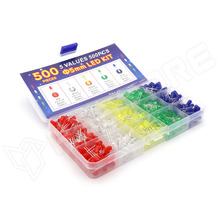 LED-SET-5MM-500PCS / 5mm-es LED készlet, 500db-os, piros, zöld, kék, fehér, sárga